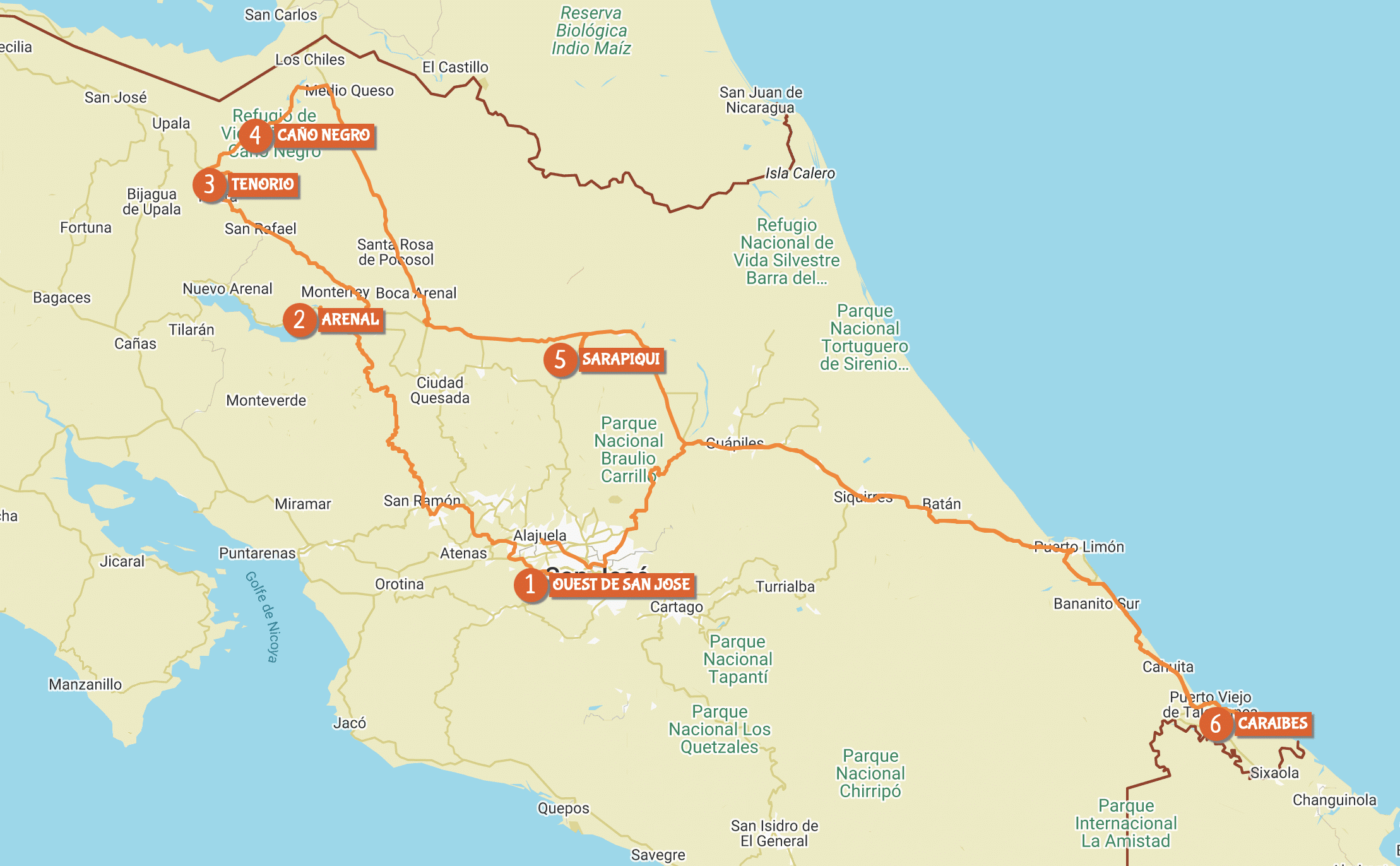 Carte du circuit Coati by Costa Rica Decouverte