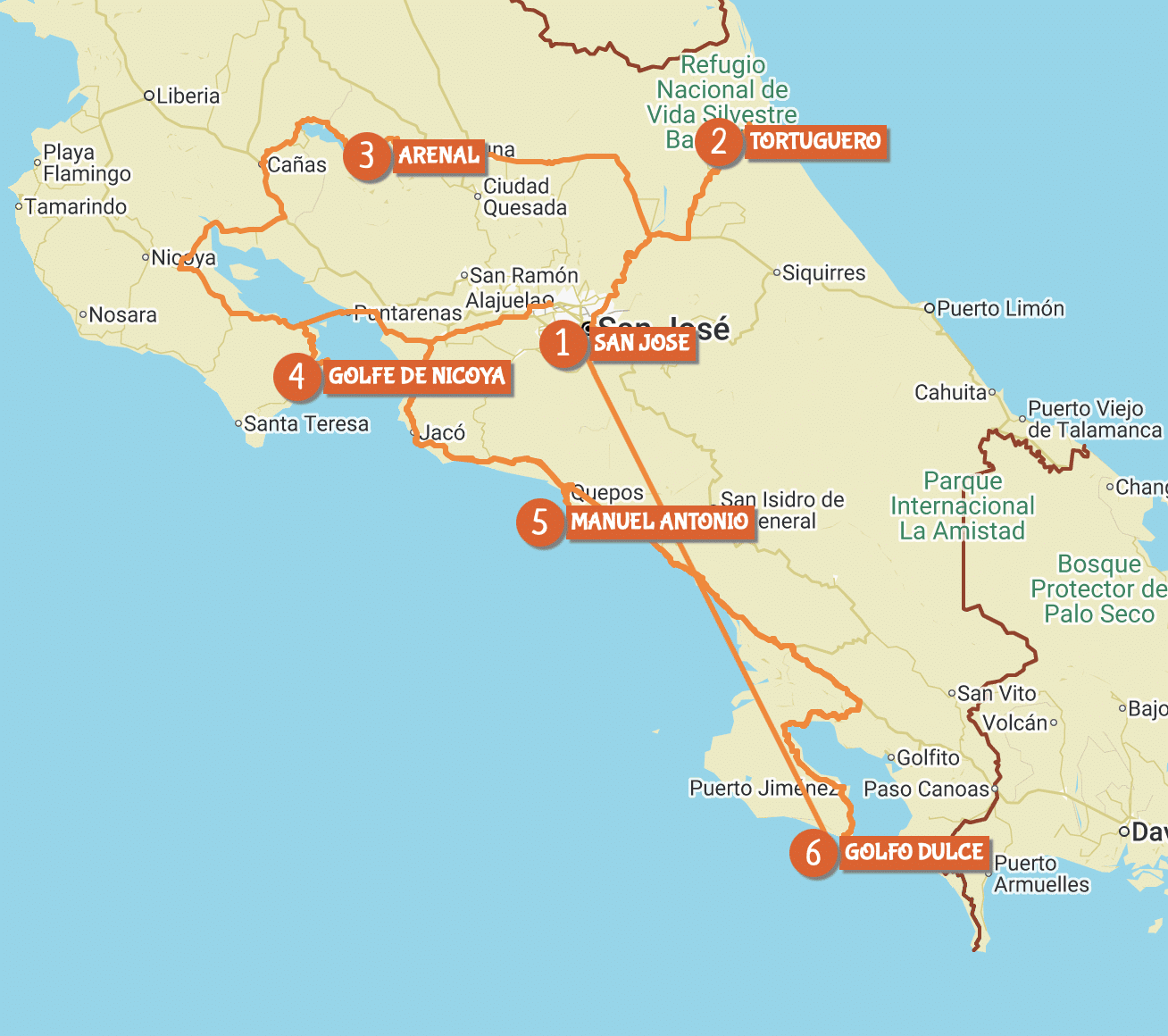 Carte circuit Jaguar by Costa Rica Découverte