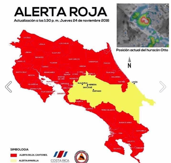 ouragan otto alerte rouge costa rica