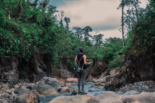 hiking back river jungle