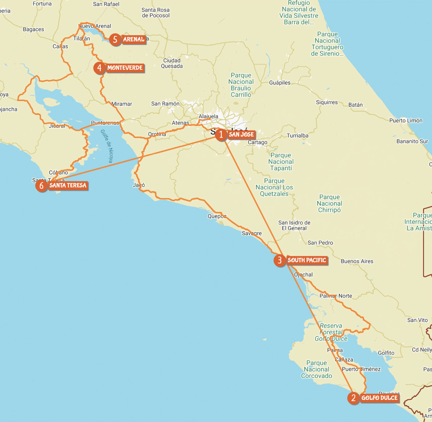 Map of circuit Danta Trail's by Costa Rica Decouverte